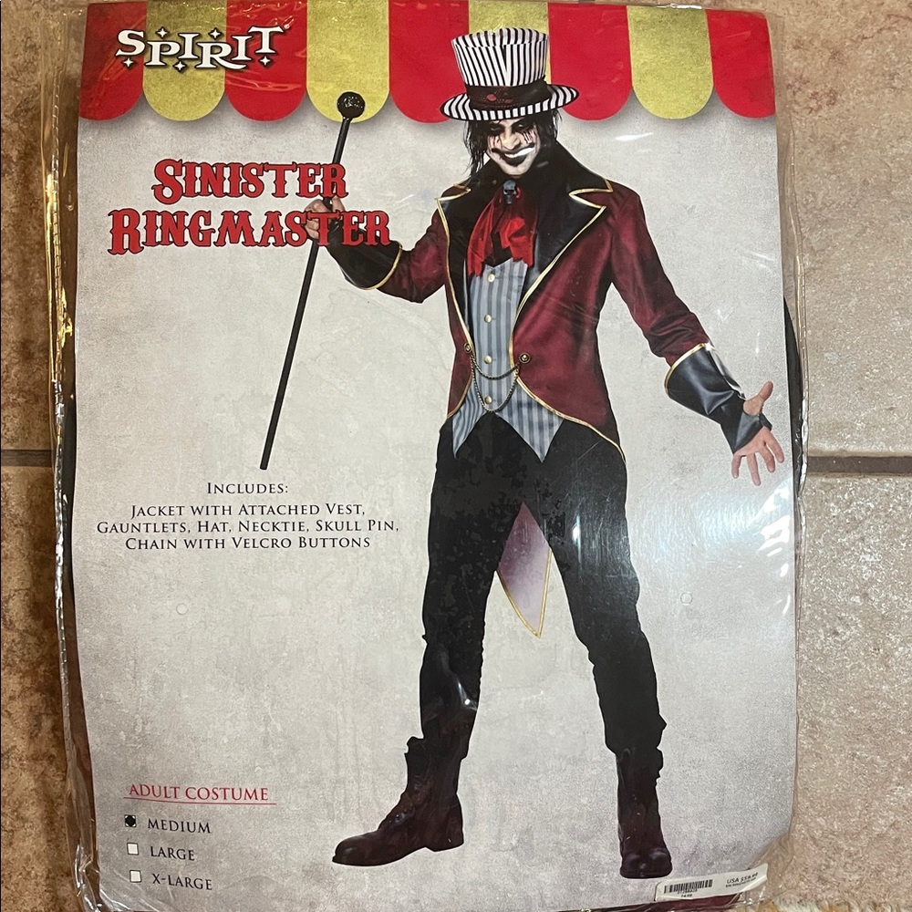 Spirit Sinister Ringmaster Costume - Burgundy and Black